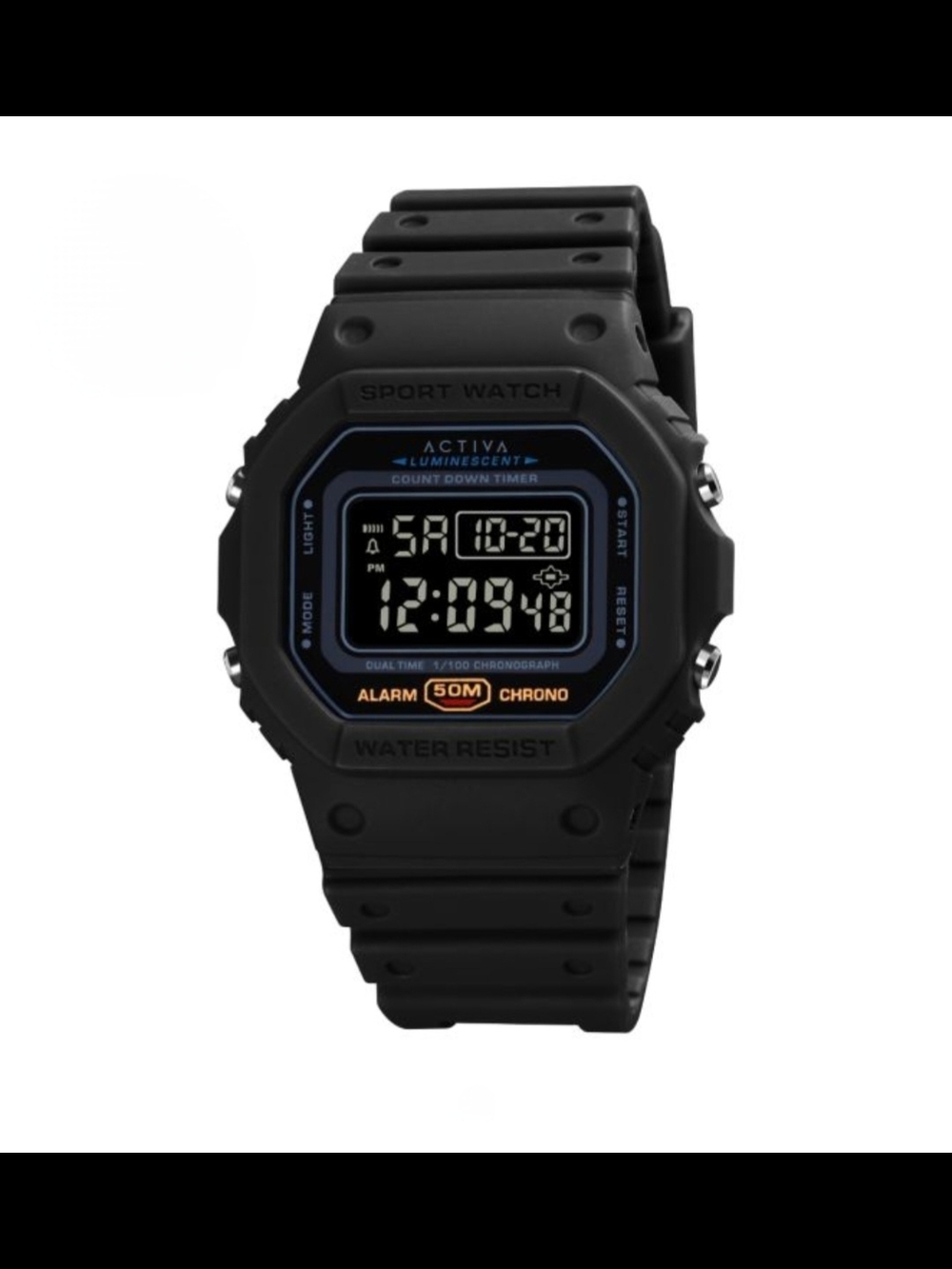 Activa Black Digital Sport Watch with Alarm and Chronograph
